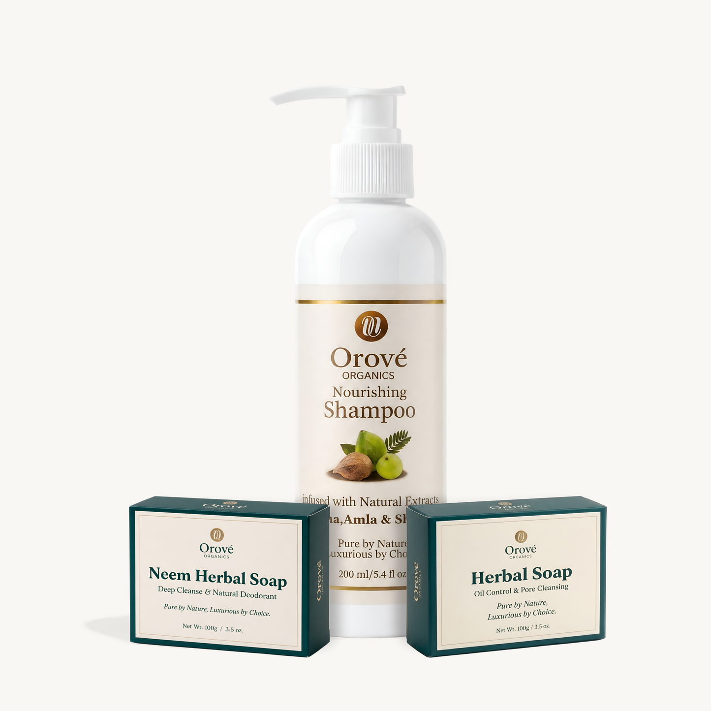 Herbal Shampoo 200ml + Neem Full Body Soap + Oily Face Soap
