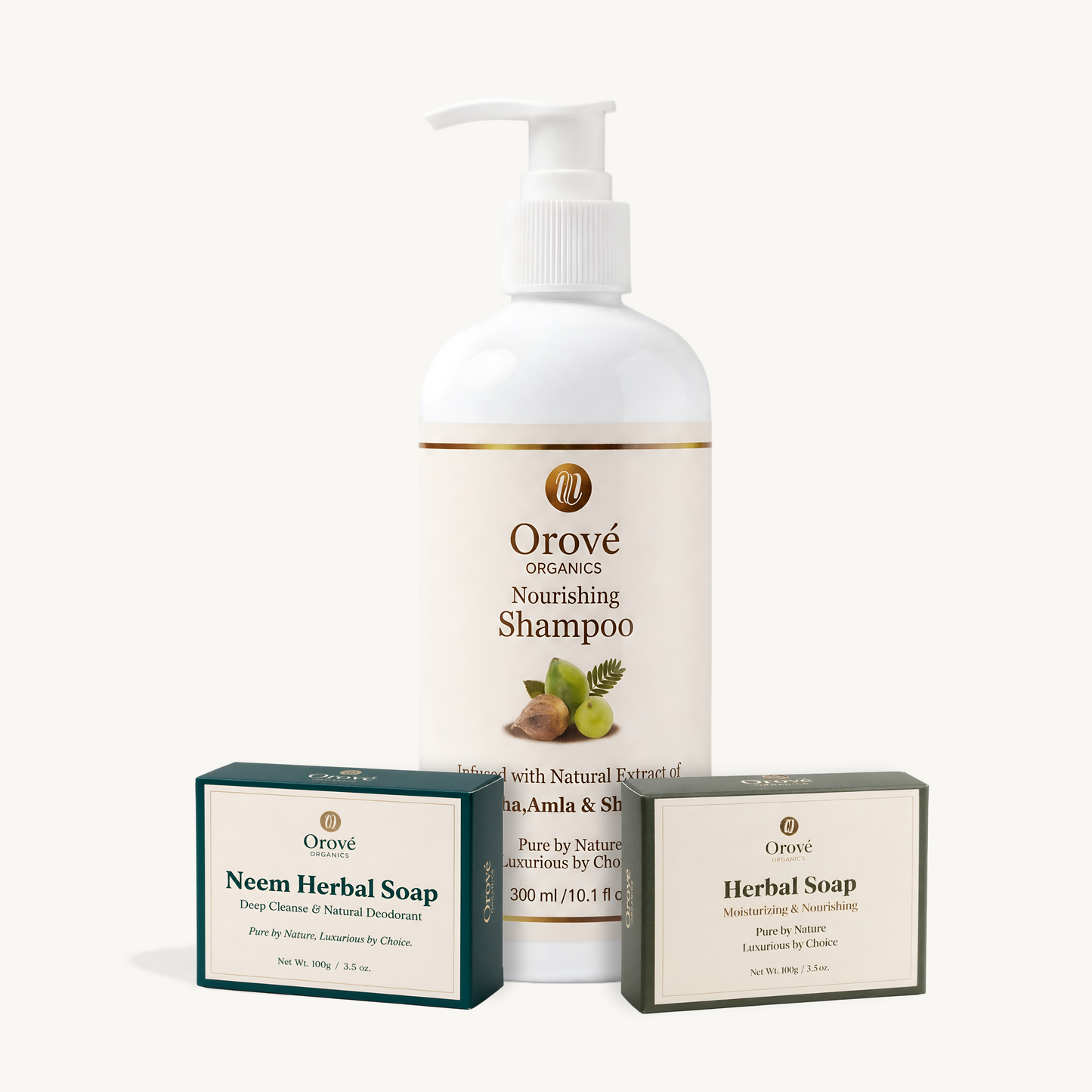 Herbal Shampoo 300ml + Neem Full Body Soap + Dry Face Soap
